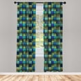 thumbnail image 5 of Ambesonne Colorful Window Curtains, Modern Geometric Bohem, Each 28" W x 95" L, Blue Green, 5 of 5