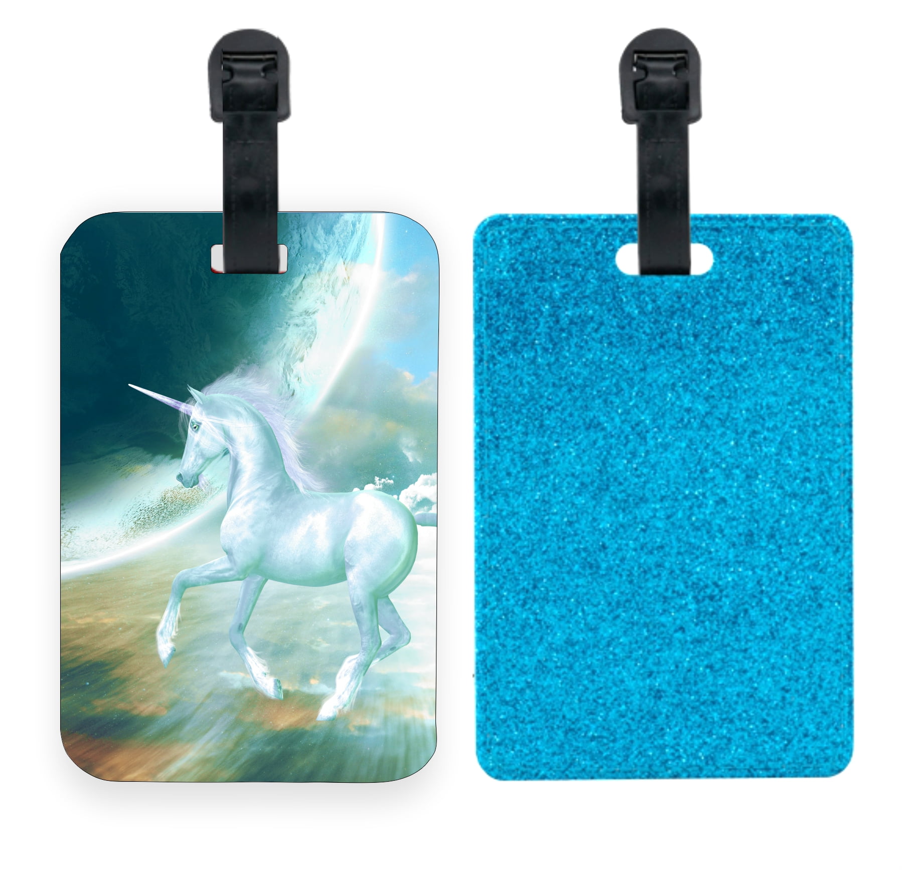 Blue Glitter Luggage Tag Identifier Luggage Tag Unicorn Sky