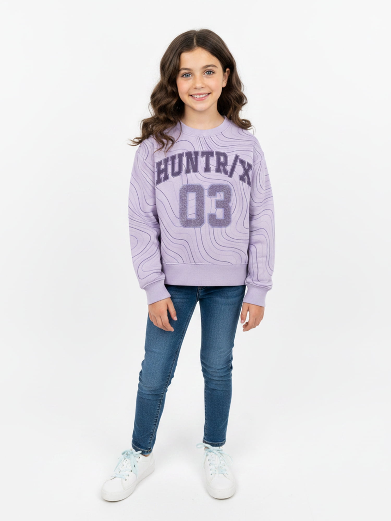 K Pop Demon Hunters Huntrix Girls Graphic Fleece Crewneck Sweatshirt, Sizes 4-16