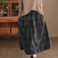 thumbnail image 2 of Giftesty Women's Autumn Winter Wool Blend Plaid Elastic High Waist A-Line Midi Skirt for Daily Casual Wear, 2 of 9