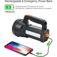 thumbnail image 4 of ZHAOCHENG Linterna LED recargable resistente al agua IPX4, potente LED 3 en 1 de 9600 mAH/11 000 lúmenes, luz de camping portátil, linterna recargable, 4 of 5