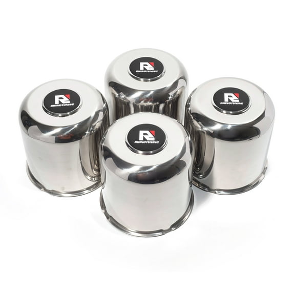 RhinoTuning 5.12" Hub Mirror Polished Stainless Steel 5.12 Push Through Center Caps 5.12 Closed-End Push Through Center Caps 4Pcs