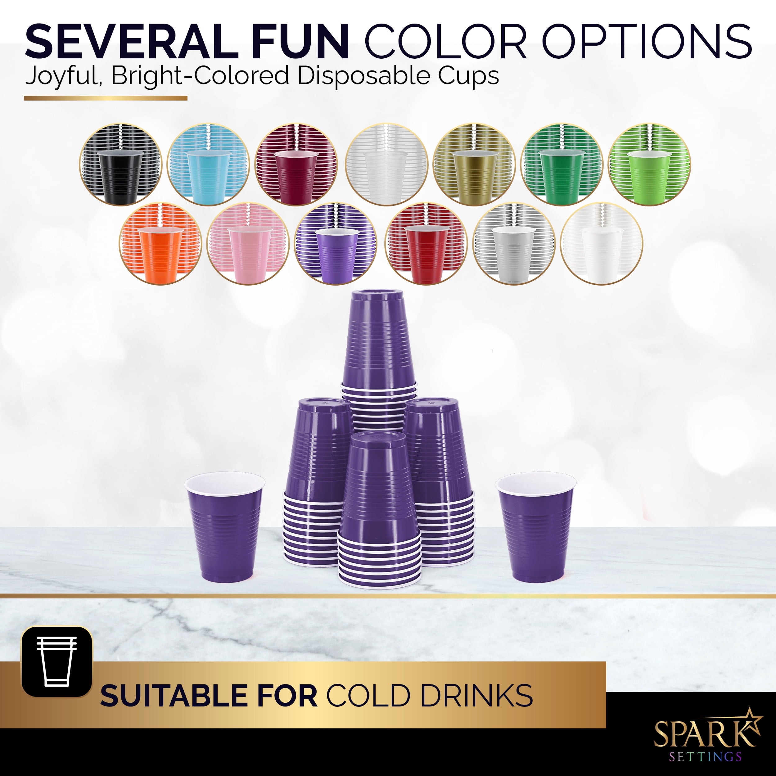 Party Decorations Lavender Plastic Cups - 50 Purple Matte 16 oz