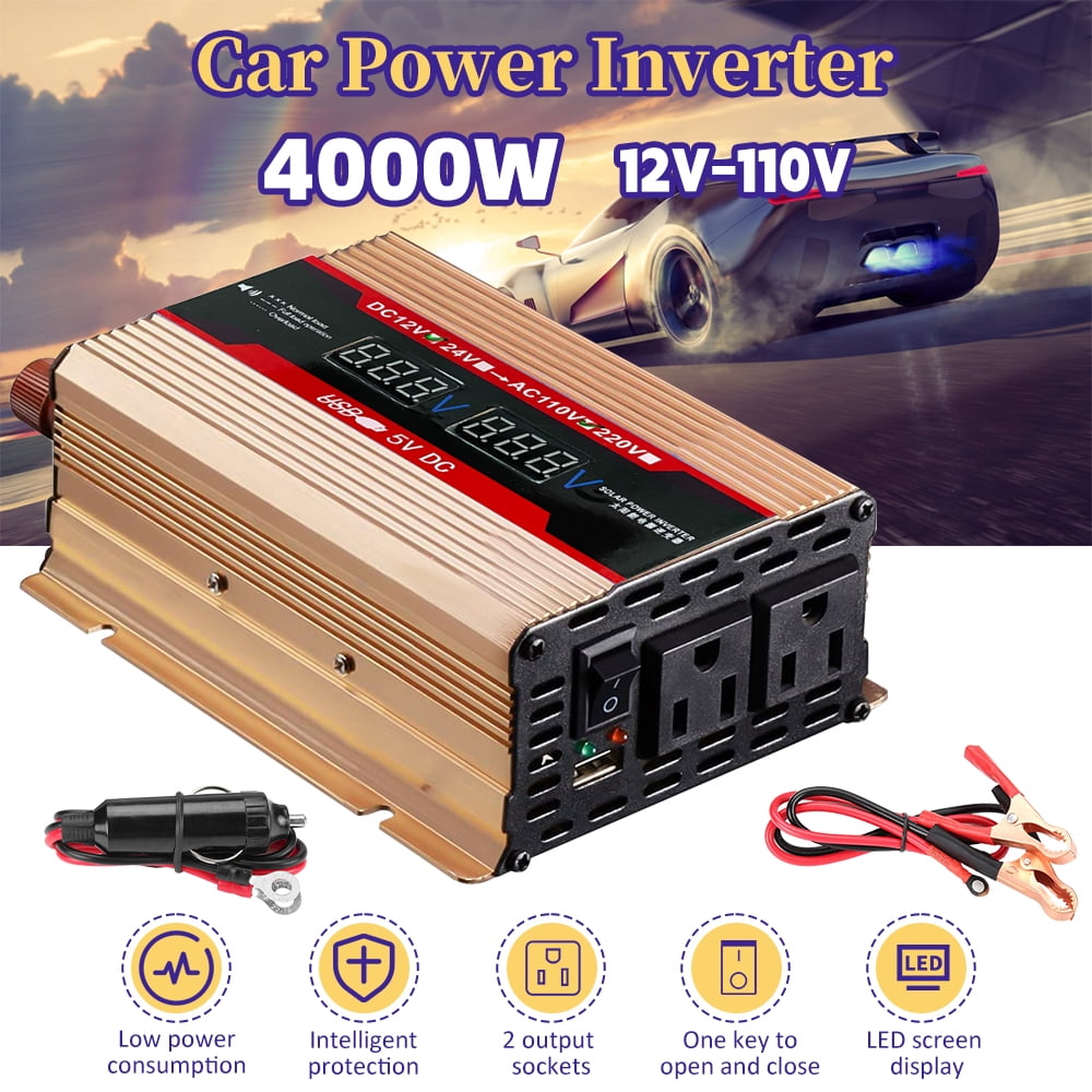 4000 Watts Power Inverter Car Converter Charger Adapter DC 12V To AC