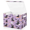 thumbnail image 2 of WOBOGO Witch Hat Cat Purple Pattern Large Collapsible Storage Box Flip Lid Fabric Decorative Organizer Container Basket with Handles 16.5×12.6×11.8in, 2 of 7
