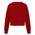 thumbnail image 5 of Virmaxy Women's 2024 Trendy Cropped Sweatshirt Scoop Neck Side Slits Long Sleeve Outfits Loose Asymmetrical Hem Pullover Tops Red XXL, 5 of 6