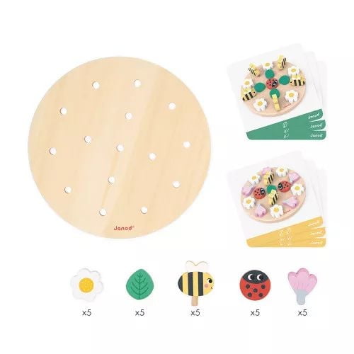 Janod - Garden - My First Mandala - Educational Puzzle - Development Toy - Early-Learning - Discovery For Children and Toddlers - From 2 Years + - Multilingual