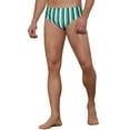 thumbnail image 4 of Unique Bargains Men's Elastic Waist Contrast Color Stripe Printed Swim Briefs 28 Green, 4 of 5