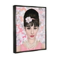 thumbnail image 3 of Stupell Industries Audrey Hepburn Polished Fashion Accessories Floral Pattern Graphic Art Jet Black Floating Framed Canvas Print Wall Art, Design by Diane Neukirch, 3 of 5