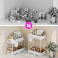 thumbnail image 4 of 2 Pack Under Sink Organizers and Storage, 2 Tier Double Sliding Drawer Cabinet Basket Organizer with Hooks and Hanging Cup, Apartment Essentials Must Haves for Kitchen, Bathroom, Garage Storage-White, 4 of 7