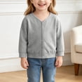 thumbnail image 2 of Gubotare Tween Cardigan Girls Cardigan Kids Cardigan Sweater Long Sleeve Toddler Girl Soft Knit Cardigan 3T 4T (Light Gray,3-4 Years), 2 of 6
