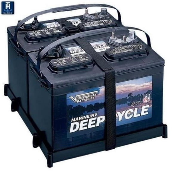 TH Marine  Dual Battery Tray with Poly Strap