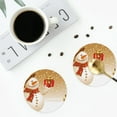 thumbnail image 4 of Lsque Christmas Snowman Gift Pattern 4" Drink Coasters Set of 4, PVC Leather Absorbent Coasters, Table Coaster Set Decorative Coffee Cup Coasters Housewarming Gift -Round Shape, 4 of 6