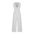 thumbnail image 6 of BLTIBY Women's Cotton Linen Jumpsuits Summer Wide Leg Sleeveless V Neck Casual Dressy Pants Rompers 2025 Vacation Beach Outfits White 4XL, 6 of 6