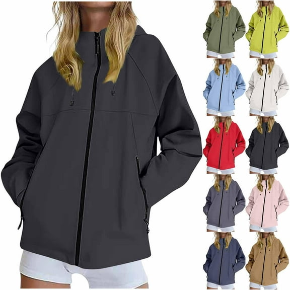 Raincoat for Women Mesh Lining Waterproof Hooded Pocket Zipper Jacket Outdoor Mountaineering Clothing Sports Jacket Windbreaker Travel Jacket Black S-4XL