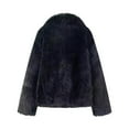 thumbnail image 3 of BiZtdJrK Women's Faux Fur Jacket Lapel Long Sleeve Open Front Cardigans Fuzzy Cozy Winter Warm Coats Elegant Fashion Outerwear Black M, 3 of 4