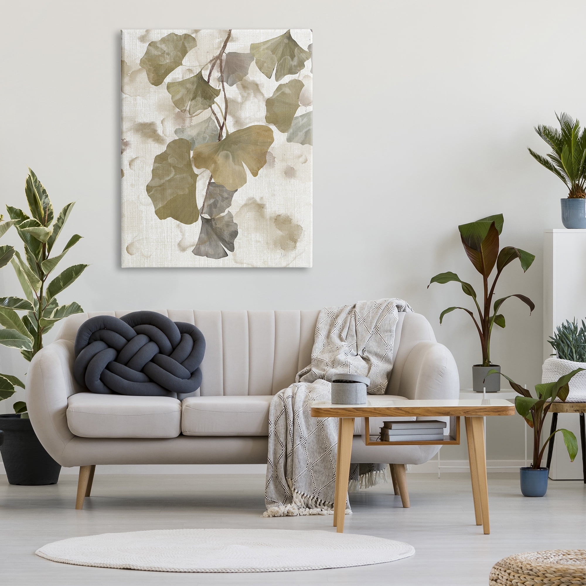 Stupell Industries Rustic Ginkgo Leaves Botanical & Floral Painting Gallery Wrapped Canvas Art Print Wall Art, 36 x 48