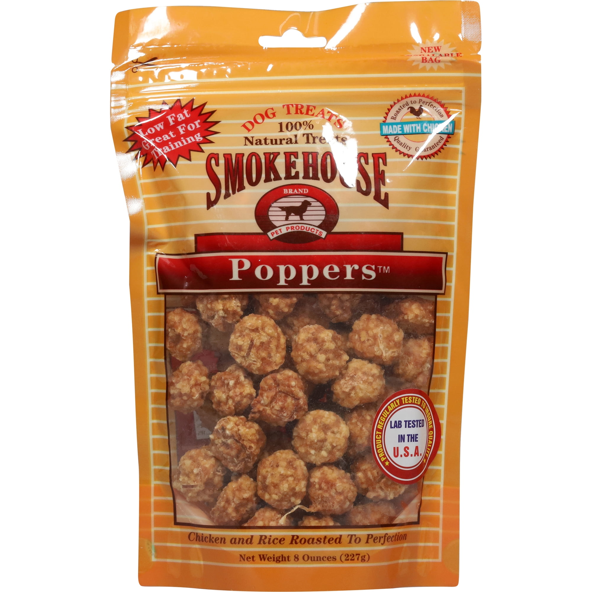 Smokehouse Poppers 100% Natural Chicken and Rice Dog Treats 8 oz