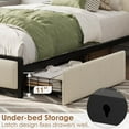 thumbnail image 4 of Twin XL Size Bed Frame with Storage Headboard, Black Corduroy Upholstered Twin Platform Bedframe with Storage Drawers and Charging Station, No Box Spring Needed, Noise Free, Beige, 4 of 5