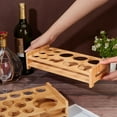thumbnail image 3 of 12 Shot Glass Tray Holder Bamboo Wooden Shot Rack Beer Wine Glasses Organizer Rack Thick Base Shot Glass Server, 3 of 9