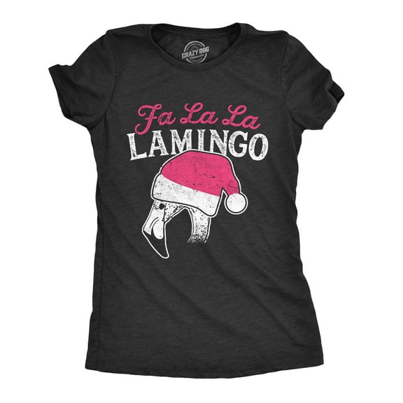 Womens Fa La La Lamingo T Shirt Funny Christmas Santa Hat Flamingo Tee Womens Graphic Tees