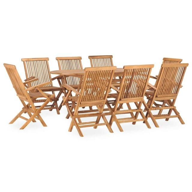 vidaXL Ensemble de Salle à Manger Pliant d'Extérieur 9 Pcs en Bois de Teck Massif