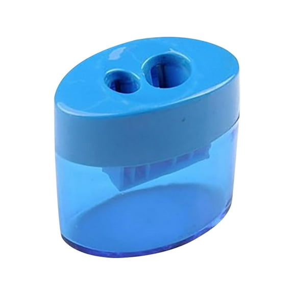 PPLoney Portable Double Hole Pencil Sharpener with Cover - Manual Oval Design for Easy Use - Ideal for Offices and Creative Work - Includes Clear Shavings Container - Lightweight and Compact