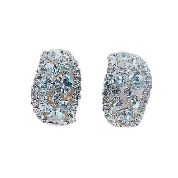 par de pendientes de botón con temperamento brillante, elegantes, geométricos, brillantes, para vestir, regalos de San Valentín, para mujer, color blanco, código de producto 65770 blanco