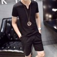 thumbnail image 4 of Vedolay Two Piece Short Outfit Mens Short Sets 2 Piece Outfits Summer Shirt and Shorts Set,Black S, 4 of 4