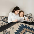 thumbnail image 4 of jejeloiu Ancient Western Tribal Queen Comforter Set,Retro Aztec Geometric Bedding Sets,Brown Blue Bedding Comforter Set For Adult,Microfiber Bedroom Decor Reversible,3pcs, 4 of 7