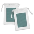 thumbnail image 1 of Vibrant Fabric Pouch Set of 2, Repetitive Peacock Feather Inspired Abstract Illustration, Small Drawstring Bag for Toiletries Masks and Favors, 9" x 6", Quartz Dark Seafoam, by Ambesonne, 1 of 2