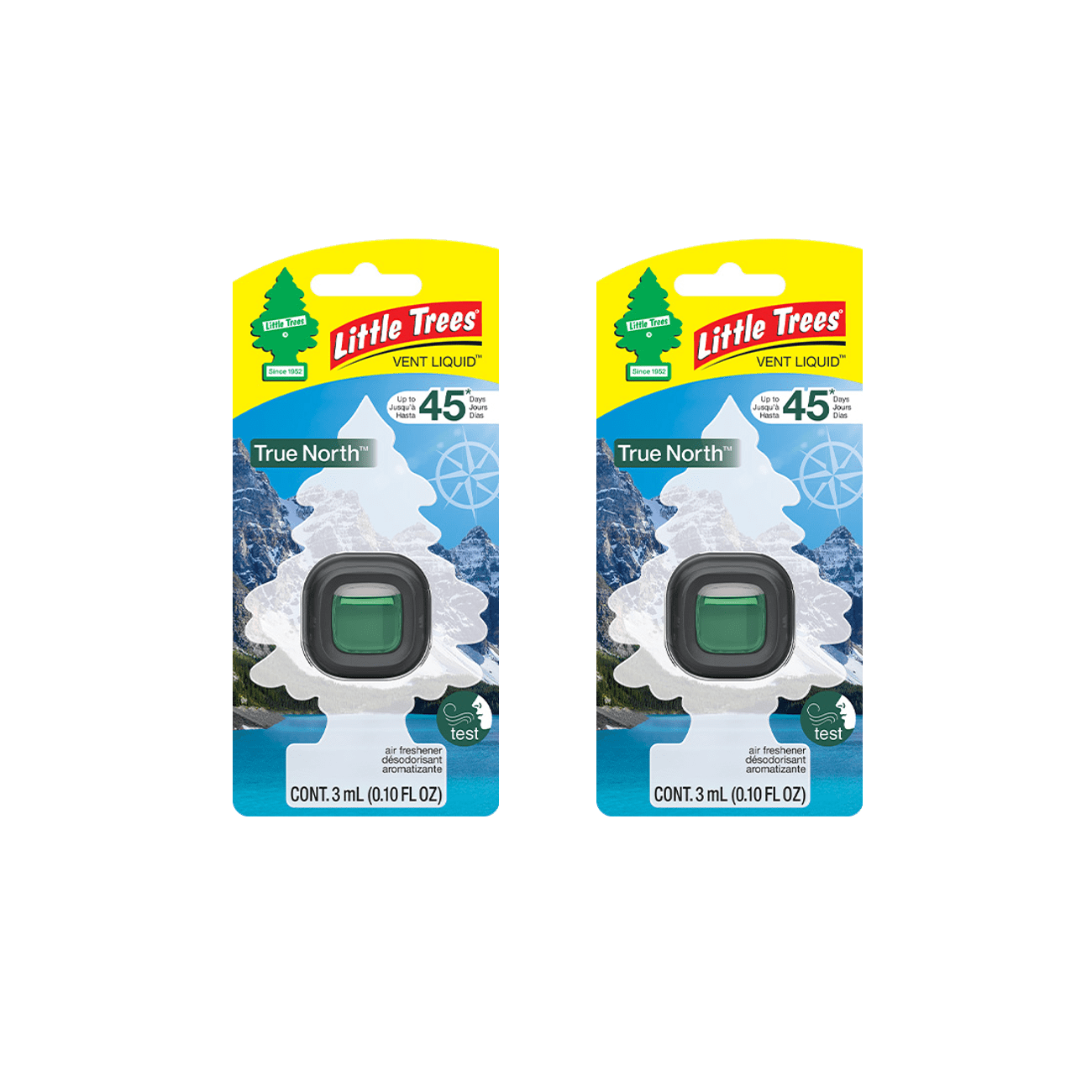 Little Trees Car Air Freshener, Vent Liquid Air Freshener Provides Long-lasting Scent and Strong Odor Eliminator, True North, 2-Pack