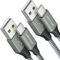 2-Pack 10ft USB C Cable, 60W Long USB A to USB C Cable Fast Charging, Nylon Braided USB to USB C Charger Cord for iPhone 17/16/15 Pro Max/Plus, for Samsung Galaxy S25/S24/S23, Gray