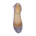 thumbnail image 3 of XYD Women Classic Sparkle Rhinestones Adjustable Ankle Strap Ballet Studded Round Closed Toe Wedding Flats Shoes Size 7.5 Purple, 3 of 4