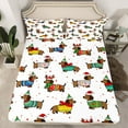 thumbnail image 2 of Homewish Christmas Dachshund Kids Bed Sheets, Kawaii Cartoon Dog Animal King Sheets, Fashion Polkadots Sheet Set, Microfiber Bedroom Decor, 4-Piece, 2 of 7