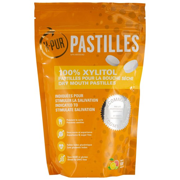 X-PUR 1,06 g Menthe Haleine au Xylitol pour Bouche Sèche Traitement de la Mauvaise Haleine pour Adultes - Fruit 1000 Pastille, Sans Sucre et Sans Alcool
