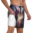 thumbnail image 2 of Balery Fox Couple Mens Swim Trunks Swim Shorts for Men Quick Dry Inseam Beach Shorts with Compression Liner Pocket-Small, 2 of 9