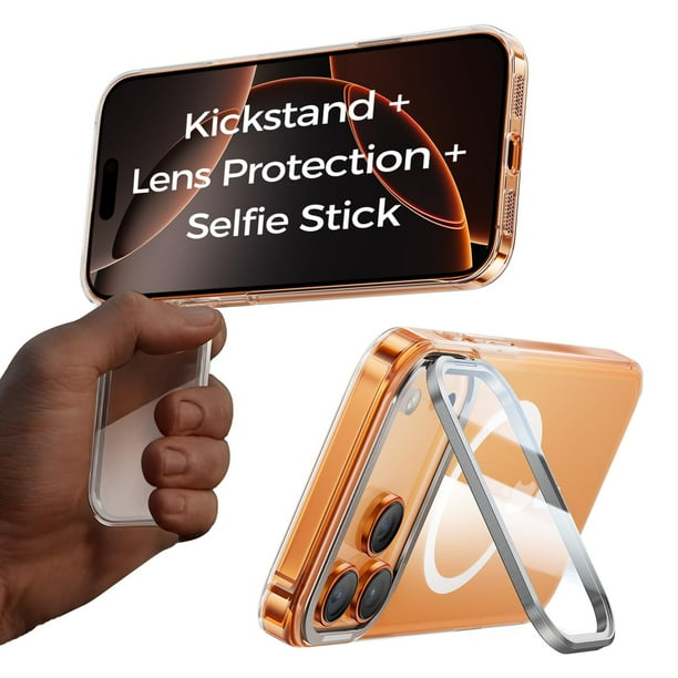 MAGIC JOHN Funda Magnética para iPhone 17 Pro con Soporte Plegable y Protección de Lente
