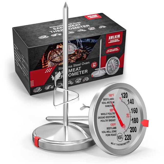 Termómetro para carne AWLKIM de acero inoxidable, paquete de 2, 120-220 °C