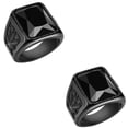 thumbnail image 5 of US 2 Pack Black Mens Stainless Steel Onyx Stone Ring Size 7 8 9 10 11, 5 of 9