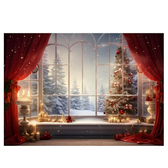 210x150cm Christmas Background Cloth Window Children Photo Studio Photography Backdrops,A