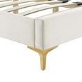 thumbnail image 6 of Platform Bed Frame, Tufted, Twin, White, Velvet, Mid Century Bedroom, Modern Boutique HB35563, 6 of 8