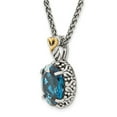 thumbnail image 5 of 925 Sterling Silver Necklace with Pendants Chain Shey Couture 14K Accent 18 Inch Antiqued Oval London Blue Topaz 12 mm, 5 of 5