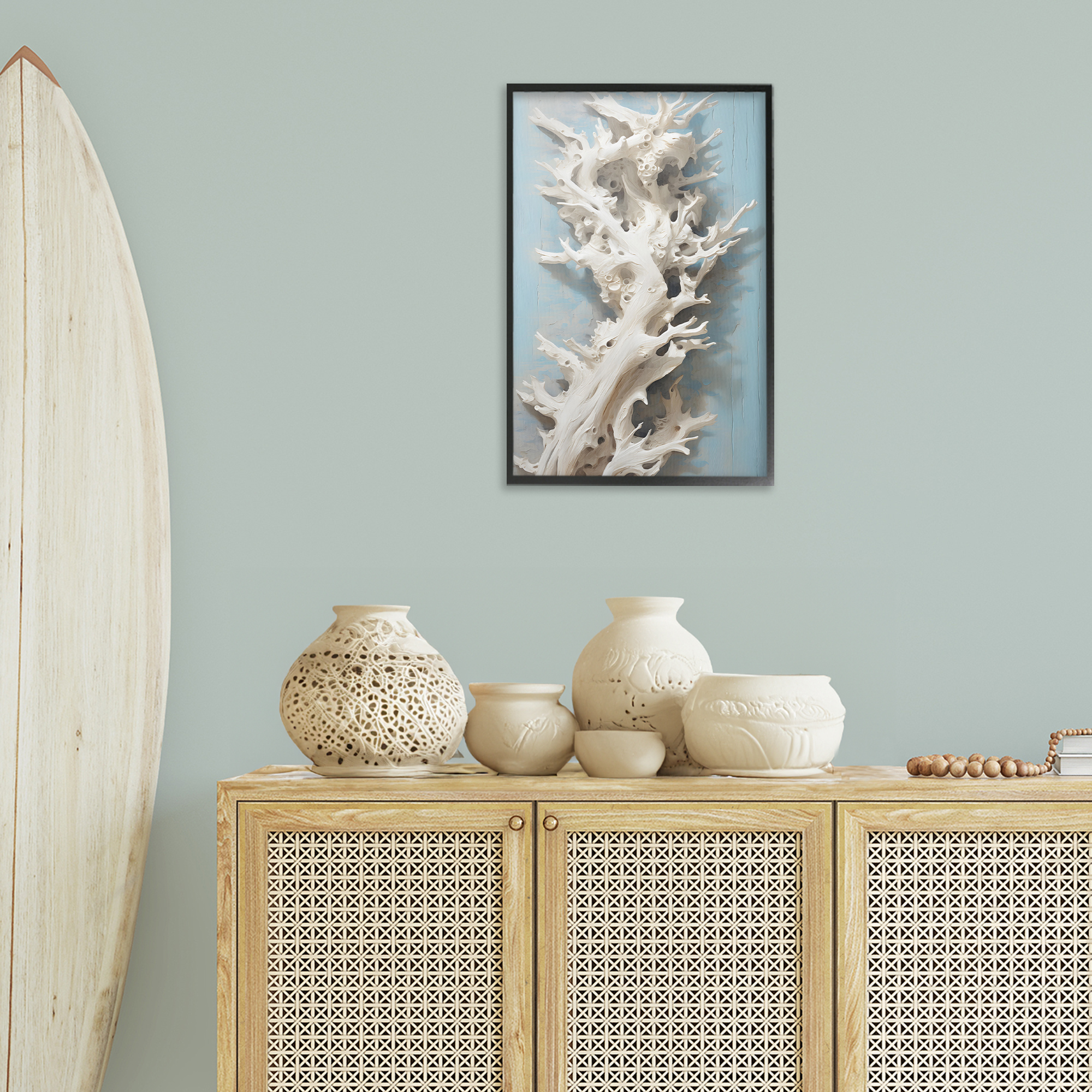 Stupell Industries Winding Spiney Coral Animals & Insects Painting Black Framed Art Print Wall Art, 16 x 24