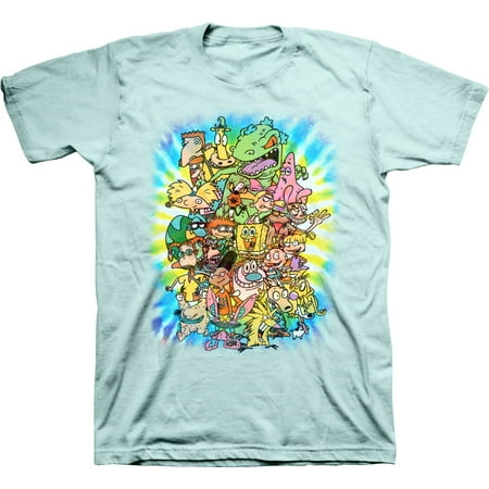 Mens Nickelodeon 90s Throwback Shirt - Retro Nick Group tee - Classic Nick Graphic T-Shirt (Celadon, Small)