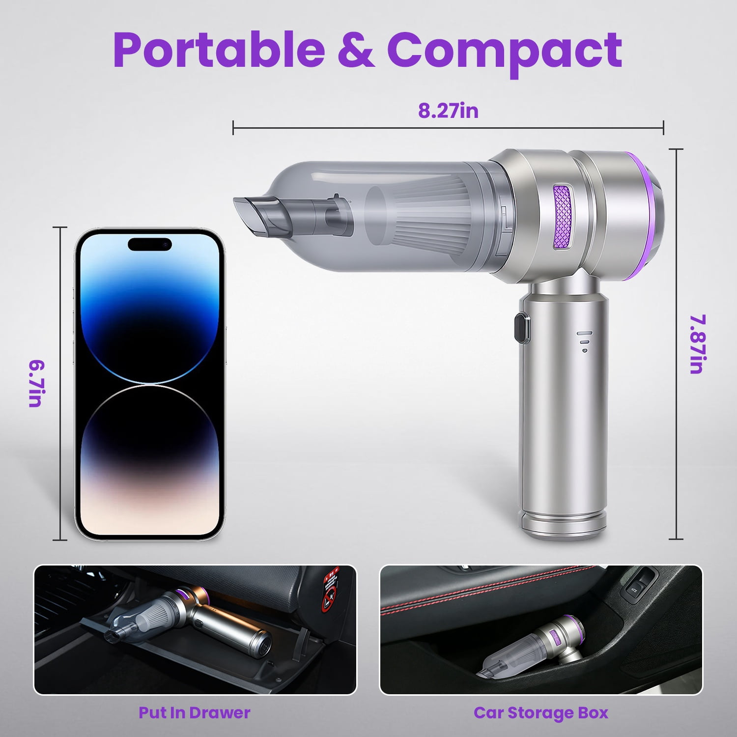 Imountek 4 in 1 Cordless Handheld Vacuum Cleaner 16000PA Brushless Motor Air Duster Blower Inflator with Reusable Filters for Car Home Office