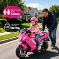 thumbnail image 3 of Xuanlur 24V Electric Motorcycle for Kids, Kids Motorcycle with Training Wheels, LED Light Up Wheels, Dual 390 Motors, Speed Up to 5 mph, Bluetooth Music, Ride On Toy for Kids 3-8 Years Old, Pink, 3 of 8