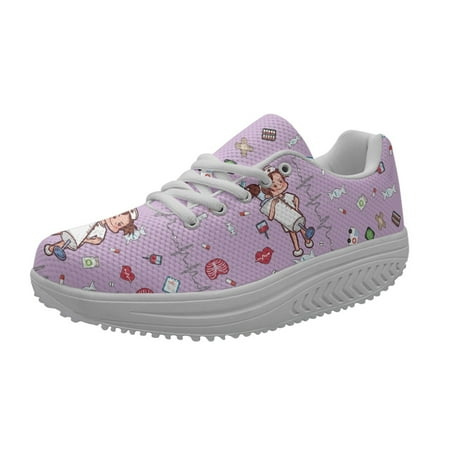 

INSTANTARTS Spring Autumn Women s Swing Shoes Mesh Woman Platform Footwear Female Nurse Shoe Medical ECG Medicine Print Sneakers