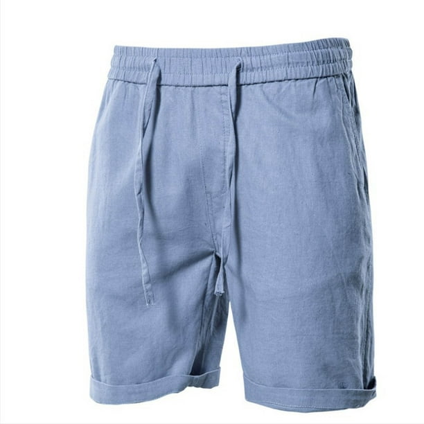 2023 Pantalones cortos Hombre Verano Casual Moda Lino algodón Running Pants Suelto Jogging Original Color sólido Cortos Cómodo Cordón Pantalones de playa shorts - Walmart.com