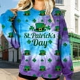 thumbnail image 2 of Crew Cuello Sudadera Día de San Patricio Impreso Manga Larga Suéter sin Capucha Shamrock Gráfico Suave Vacaciones Casual Top, 2 of 8
